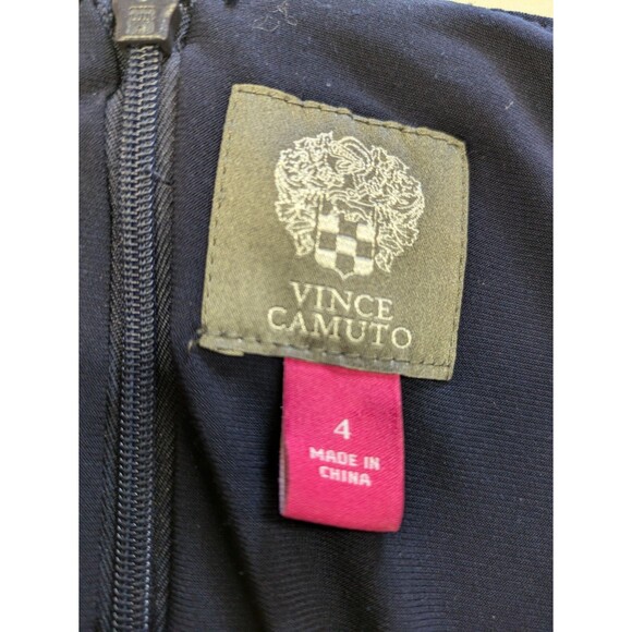 Vince Camuto Long Sleeve Gown Maxi Dress Elegant Navy Embellished Ruched Waist 4 - Picture 10 of 14